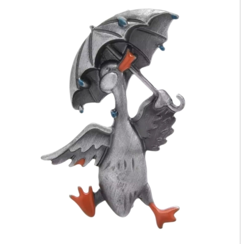 New Dancing Goose with Umbrella Brooch